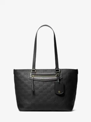 MK Borsa tote Jet Set Travel media in pelle con logo in rilievo - Nero - Michael Kors miniatura 2