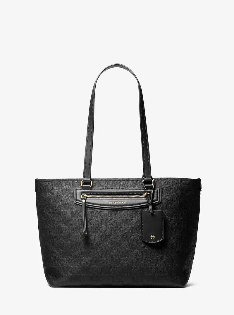 MK Borsa tote Jet Set Travel media in pelle con logo in rilievo - Nero - Michael Kors