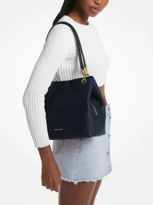 MK Borsa tote Kensington grande in pelle martellata - Blu - Michael Kors miniatura 2