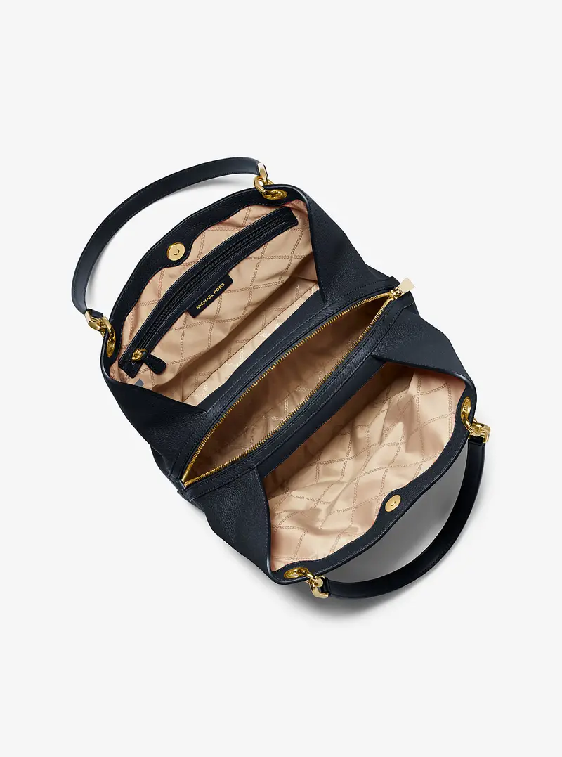 MK Borsa tote Kensington grande in pelle martellata - Blu - Michael Kors miniatura 3