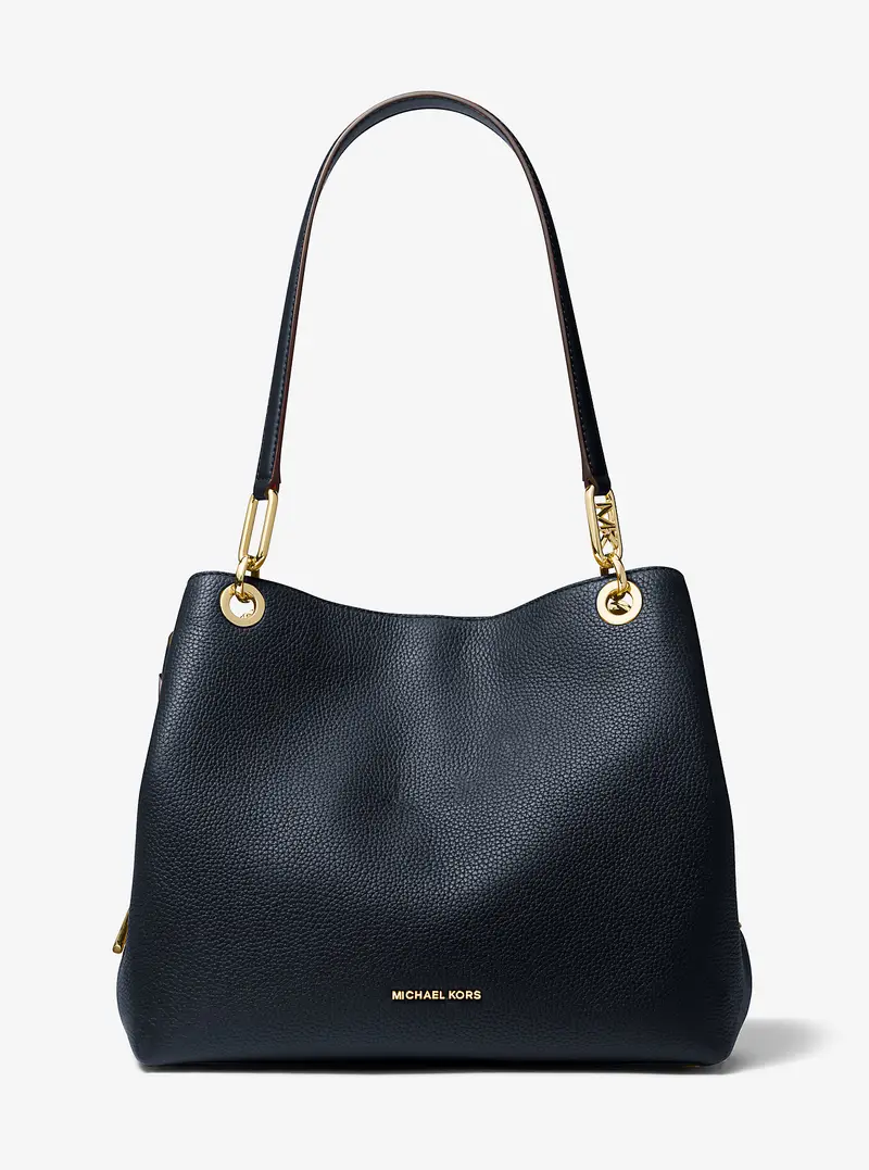 MK Borsa tote Kensington grande in pelle martellata - Blu - Michael Kors