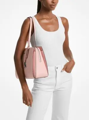 MK Borsa tote Laila media con logo - Rosa - Michael Kors miniatura 2