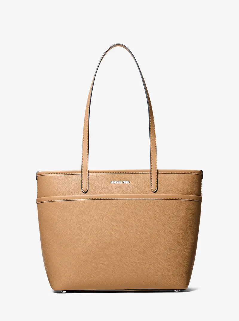 MK Borsa tote Marlowe media in pelle martellata con tasche - Marrone - Michael Kors