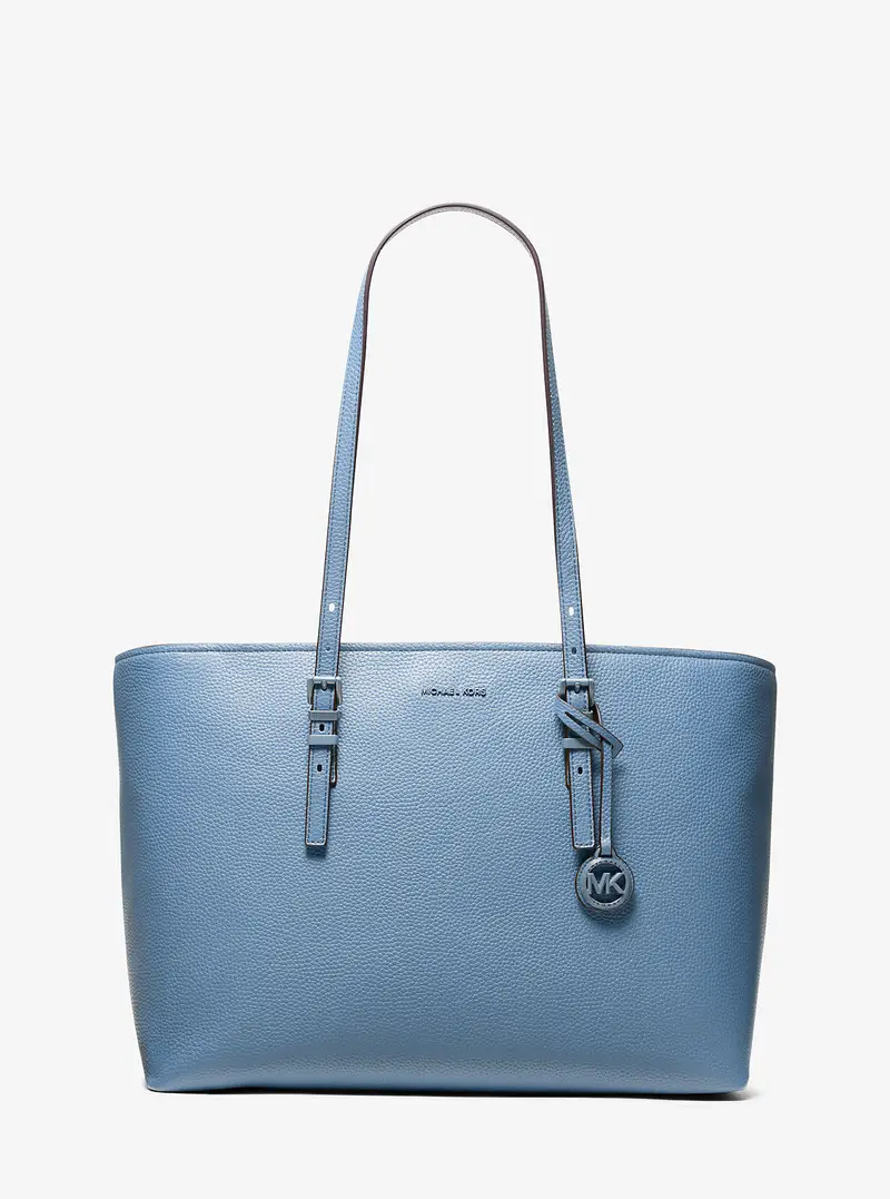 MK Borsa tote Quinn grande in pelle martellata - Blu - Michael Kors
