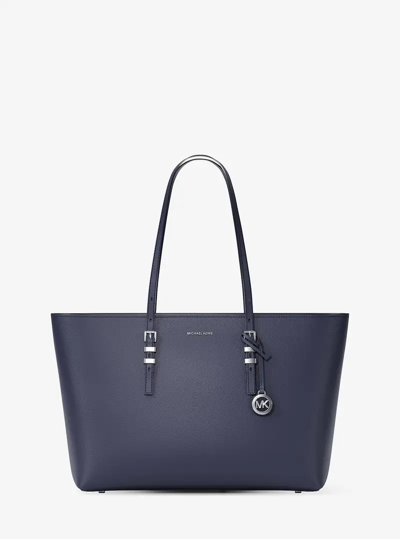 MK Borsa tote Quinn grande in pelle martellata - Blu - Michael Kors