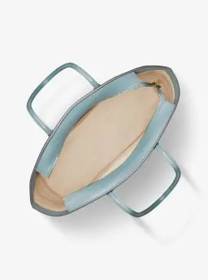 MK Borsa tote Quinn grande in pelle martellata - Blu - Michael Kors miniatura 3