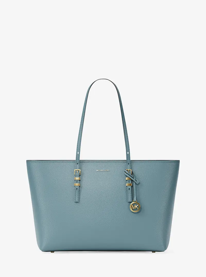MK Borsa tote Quinn grande in pelle martellata - Blu - Michael Kors