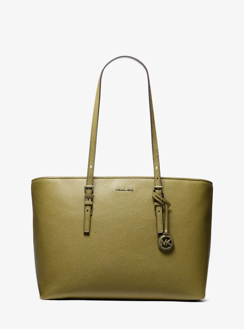 MK Borsa tote Quinn grande in pelle martellata - Verde - Michael Kors