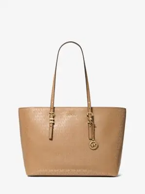 MK Borsa tote Quinn grande metallizzata con logo - Naturale - Michael Kors miniatura 2