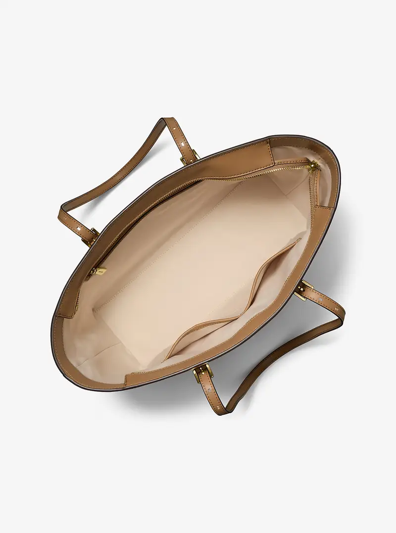 MK Borsa tote Quinn grande metallizzata con logo - Naturale - Michael Kors miniatura 3