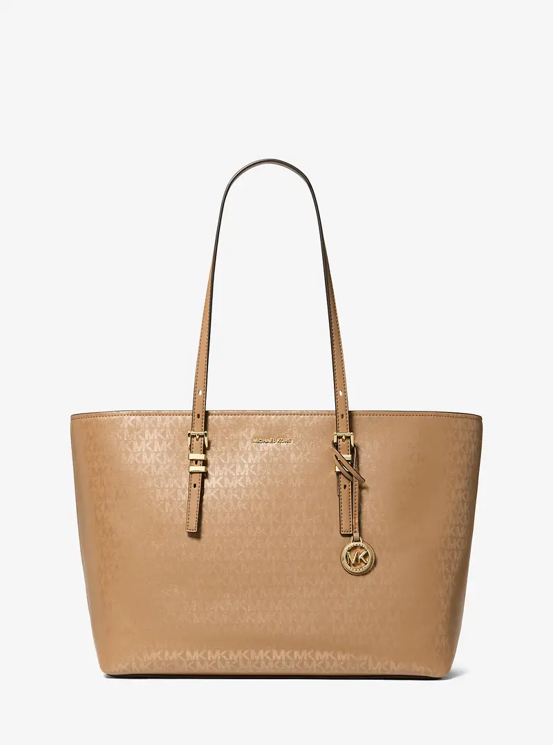 MK Borsa tote Quinn grande metallizzata con logo - Naturale - Michael Kors
