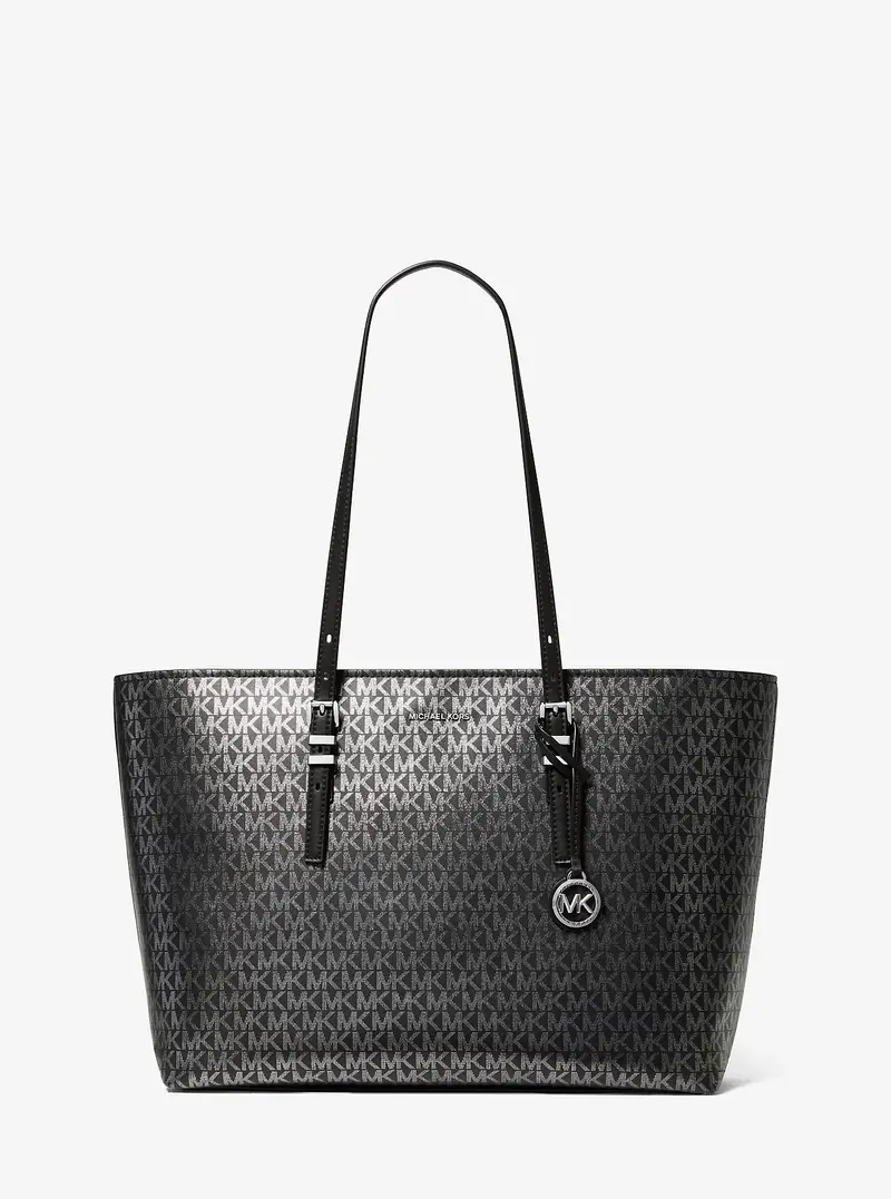 MK Borsa tote Quinn grande metallizzata con logo - Nero - Michael Kors
