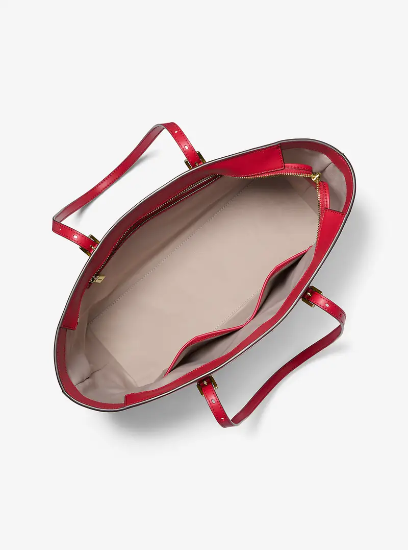 MK Borsa tote Quinn grande metallizzata con logo - Rosso - Michael Kors miniatura 3