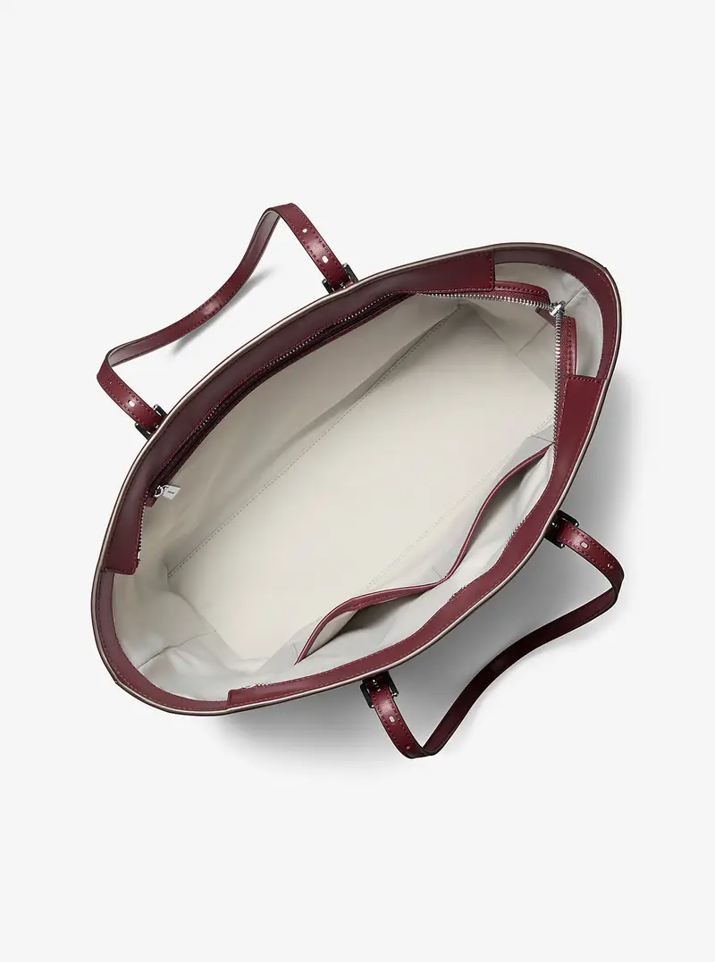 MK Borsa tote Quinn grande metallizzata con logo - Rosso - Michael Kors miniatura 3