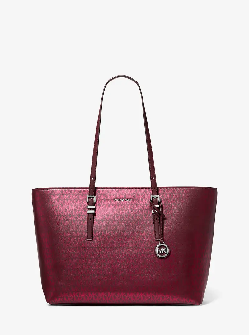 MK Borsa tote Quinn grande metallizzata con logo - Rosso - Michael Kors