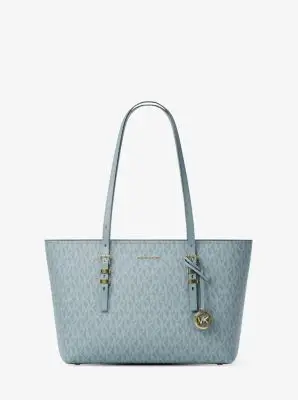 MK Borsa tote Quinn media in pelle e stampa logo - Blu - Michael Kors miniatura 3
