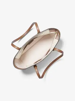 MK Borsa tote Quinn media in pelle e stampa logo - Naturale - Michael Kors miniatura 2