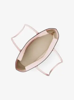 MK Borsa tote Quinn media in pelle e stampa logo - Rosa - Michael Kors miniatura 2