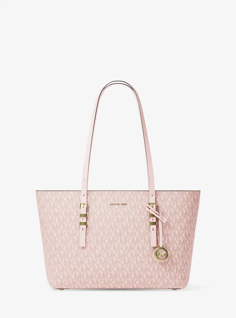MK Borsa tote Quinn media in pelle e stampa logo - Rosa - Michael Kors