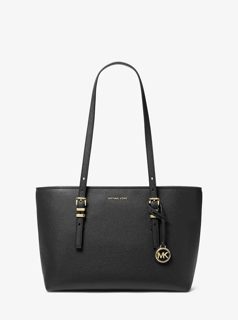 MK Borsa tote Quinn media in pelle martellata - Nero - Michael Kors