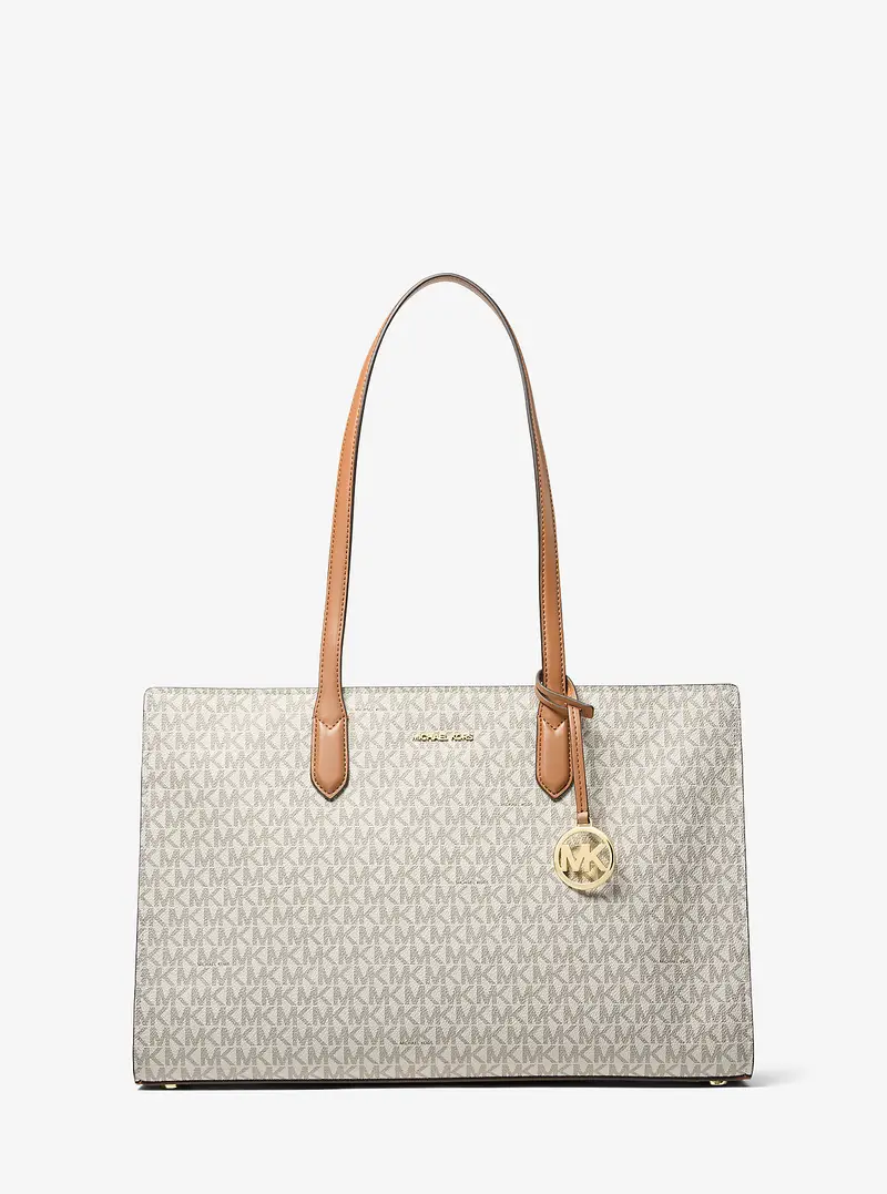MK Borsa tote Scarlett media con logo - Naturale - Michael Kors