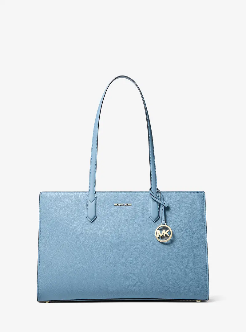 MK Borsa tote Scarlett media in pelle martellata - Blu - Michael Kors