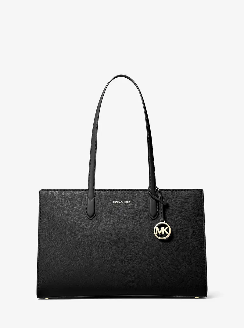 MK Borsa tote Scarlett media in pelle martellata - Nero - Michael Kors