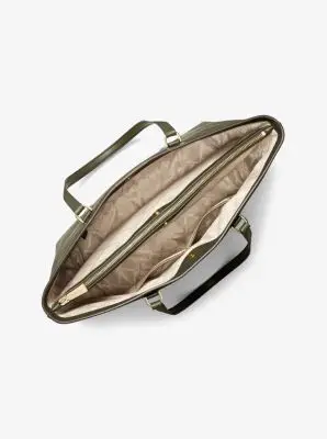 MK Borsa tote Temple grande in pelle martellata - Verde - Michael Kors miniatura 2