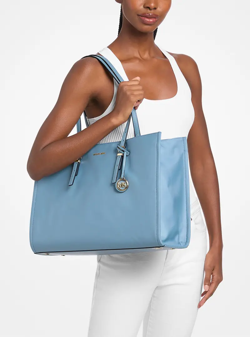 MK Borsa tote Zadie grande in nylon - Blu - Michael Kors miniatura 3