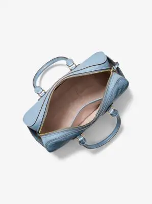 MK Borsone Jet Set Travel medio in pelle con logo goffrato e tracolla - Blu - Michael Kors miniatura 2