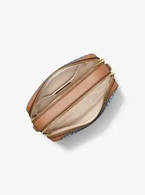 MK Camera bag a tracolla Bryant media in denim con logo jacquard - Blu - Michael Kors miniatura 2