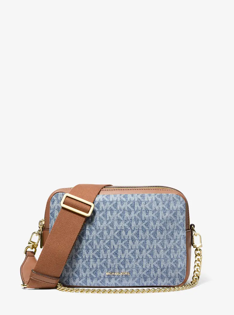 MK Camera bag a tracolla Bryant media in denim con logo jacquard - Blu - Michael Kors miniatura 3