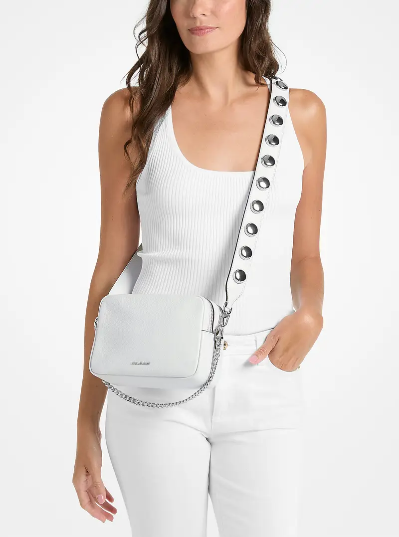 MK Camera bag a tracolla Bryant media in pelle martellata - Bianco - Michael Kors miniatura 3