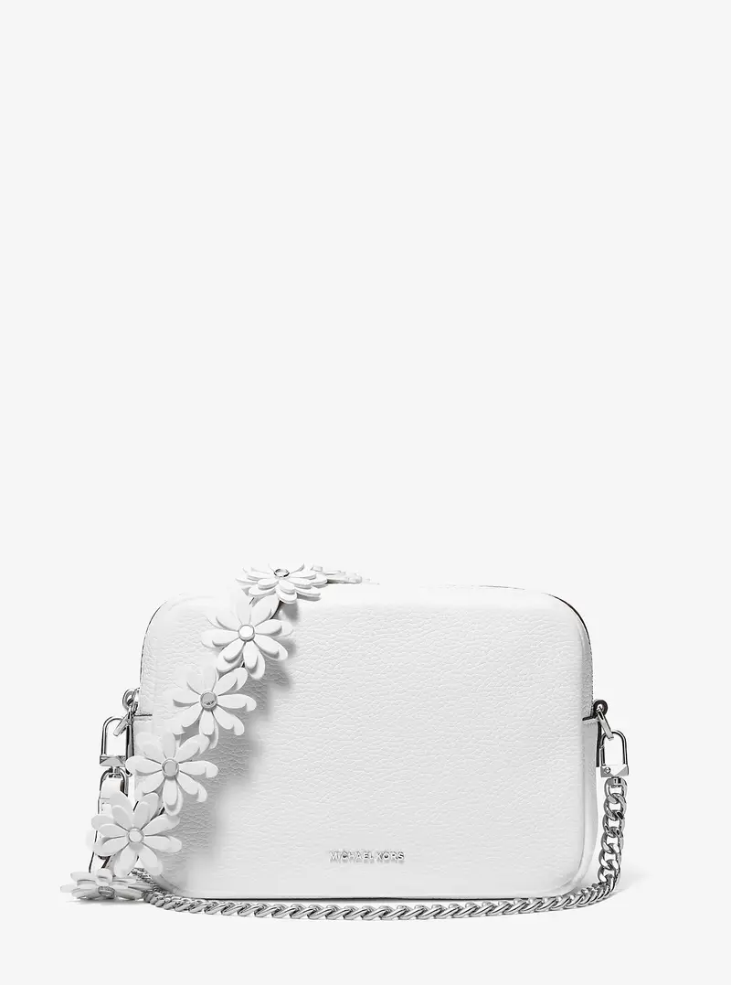 MK Camera bag a tracolla Bryant media in pelle martellata - Bianco - Michael Kors