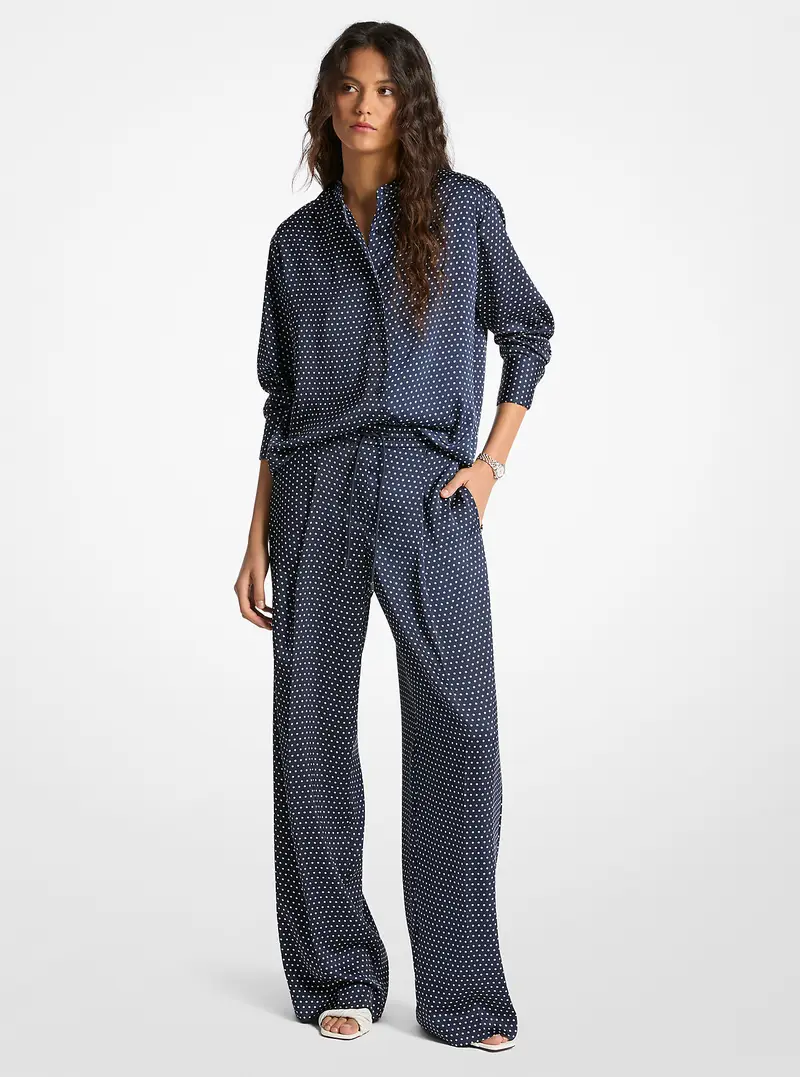 Michael Michael Kors Maglia in raso con stampa a pois blu