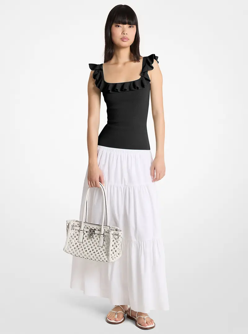 MK Canotta in viscosa stretch con ruches - Nero - Michael Kors miniatura 2