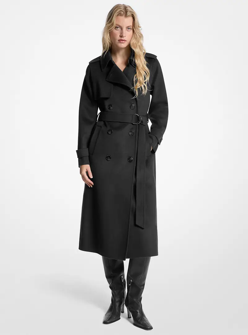MK Cappotto in misto lana con cintura - Nero - Michael Kors