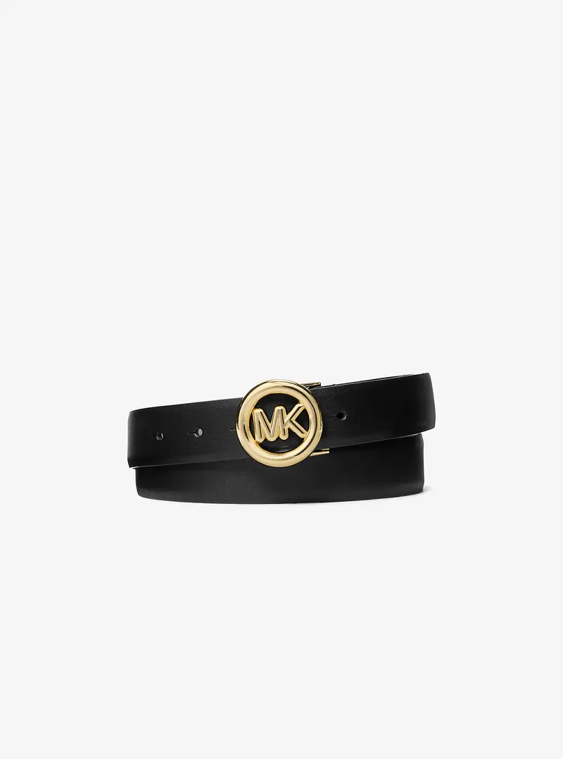 MK Cintura in pelle con logo - Nero - Michael Kors