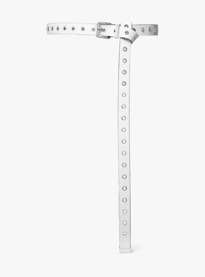 MK Cintura in pelle con occhielli - Bianco - Michael Kors miniatura 2