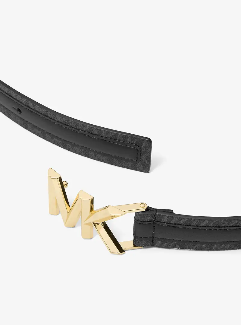 MK Cintura in pelle con stampa logo - Nero - Michael Kors miniatura 2