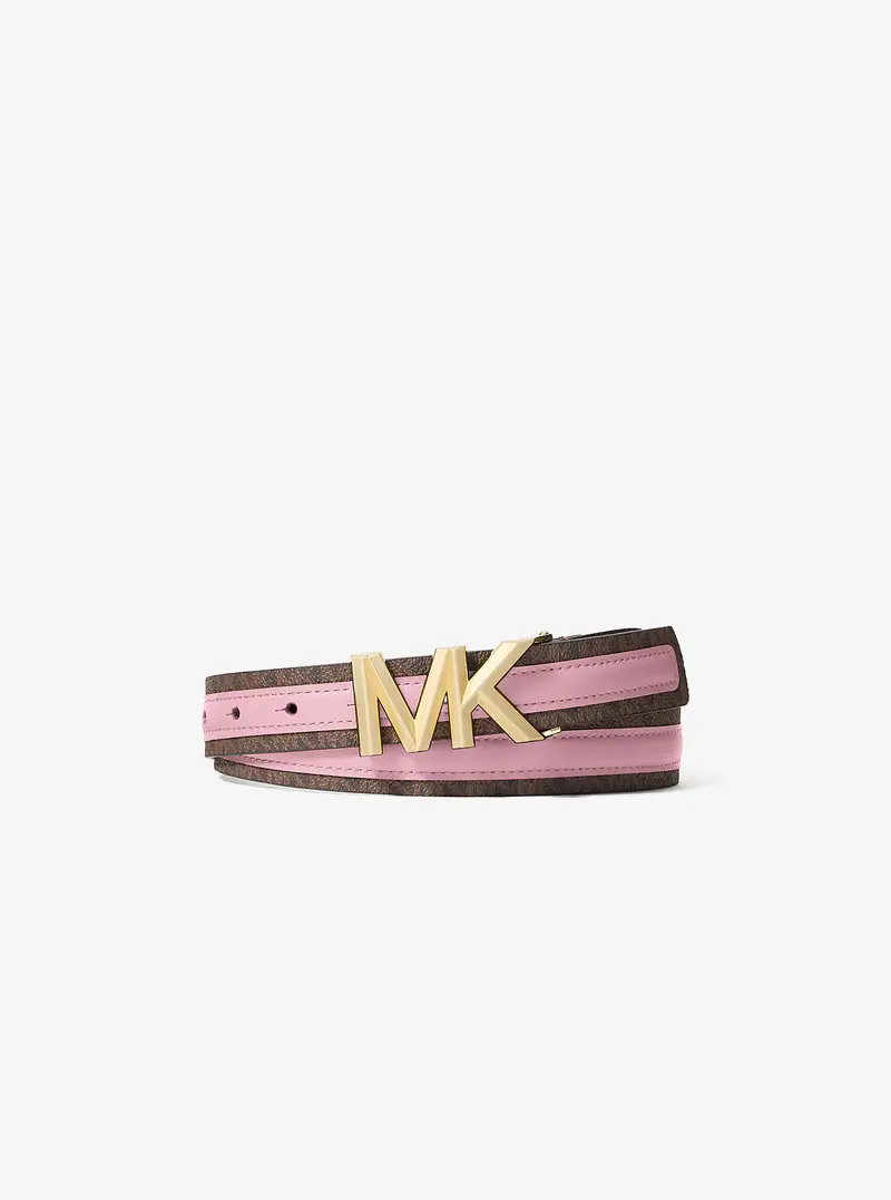 MK Cintura in pelle con stampa logo - Rosa - Michael Kors
