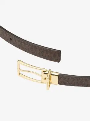 MK Cintura reversibile in pelle con stampa logo - Marrone - Michael Kors miniatura 2