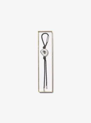 MK Ciondolo da borsa con iniziale in tonalità argento e cordoncino maculato - Nero - Michael Kors miniatura 2