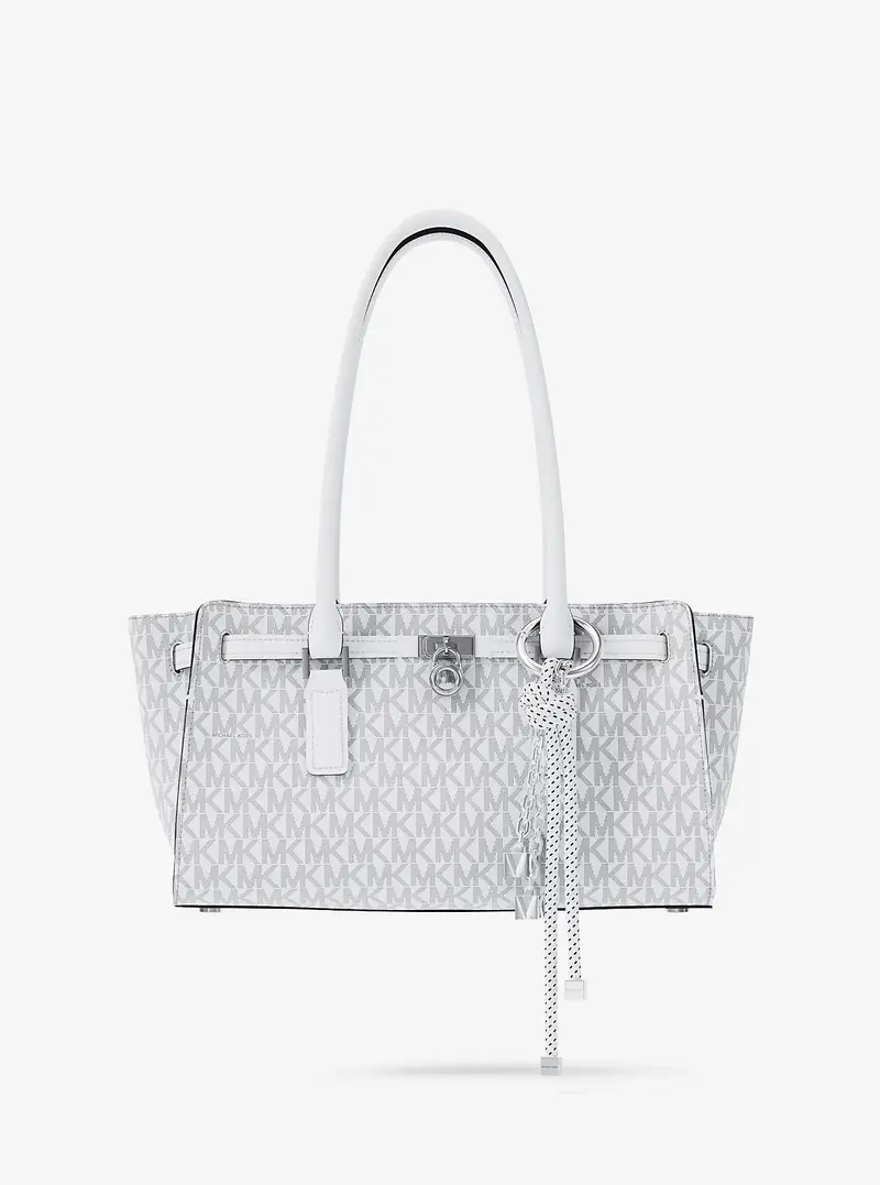 MK Ciondolo da borsa in tonalità argento con cordoncino maculato - Bianco - Michael Kors miniatura 3