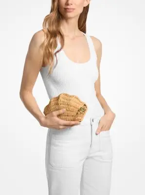 MK Clutch Shelly in rattan - Naturale - Michael Kors miniatura 2