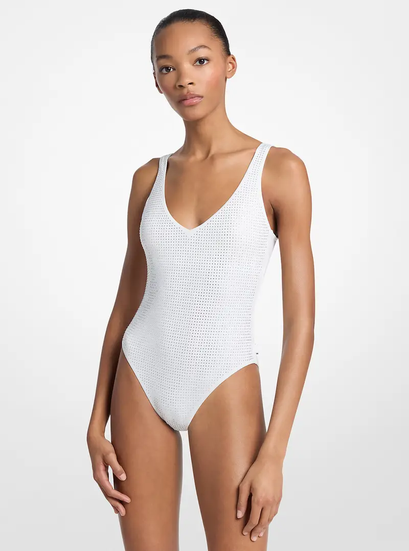 MK Costume intero con strass - Bianco - Michael Kors