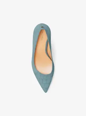 MK Décolleté Alina Flex in pelle scamosciata stampa coccodrillo - Blu - Michael Kors miniatura 3