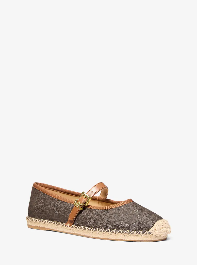 MK Espadrilla stile ballerina Lynn con stampa logo - Marrone - Michael Kors