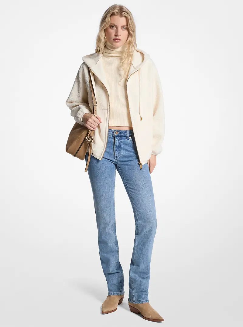 MK Giacca in sherpa con cappuccio - Naturale - Michael Kors
