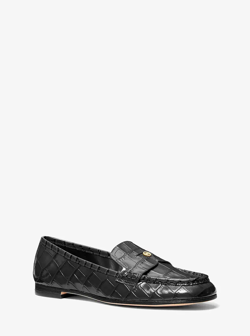 MK Loafer Jennings in pelle stampa coccodrillo - Nero - Michael Kors